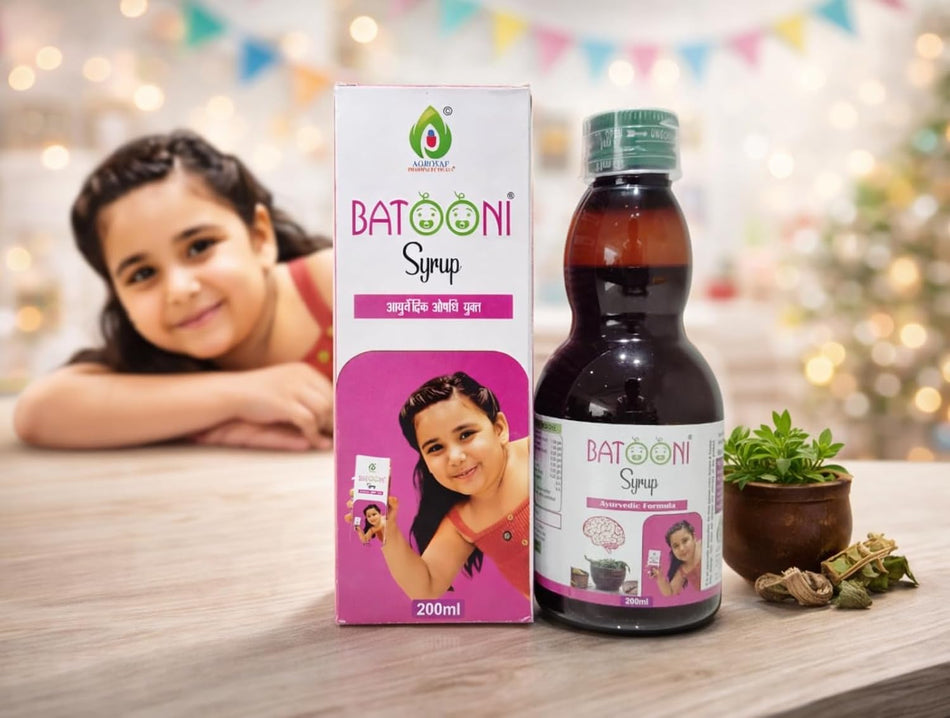 Agrosaf Batooni Syrup | Ayurvedic Herbal Tonic for Cognitive Wellness & Brain Nourishment in Children