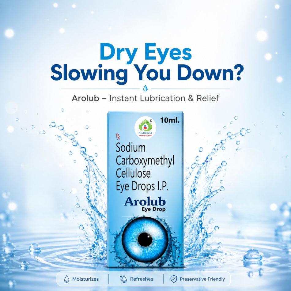 Arolub Eye Drops 10ml | Carboxymethyl Cellulose Sodium IP Lubricant Eye Drops | Dry & Irritated Eyes Support