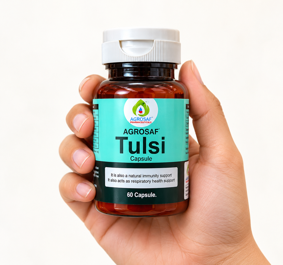 Agrosaf Tulsi Capsules 500 mg – Ayurvedic Tulsi Extract Supplement for Daily Wellness, 60 Capsules
