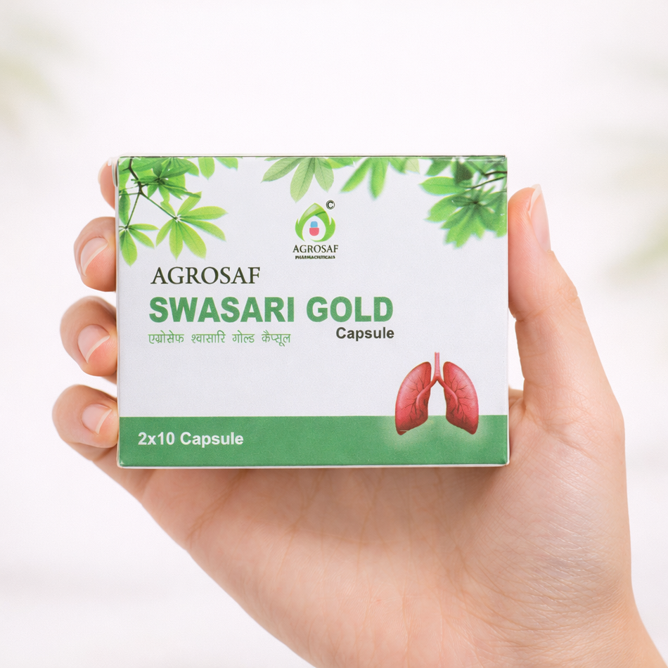 Agrosaf Swasari Gold Capsule – Respiratory & Lung Wellness Support (1×10 Capsules)
