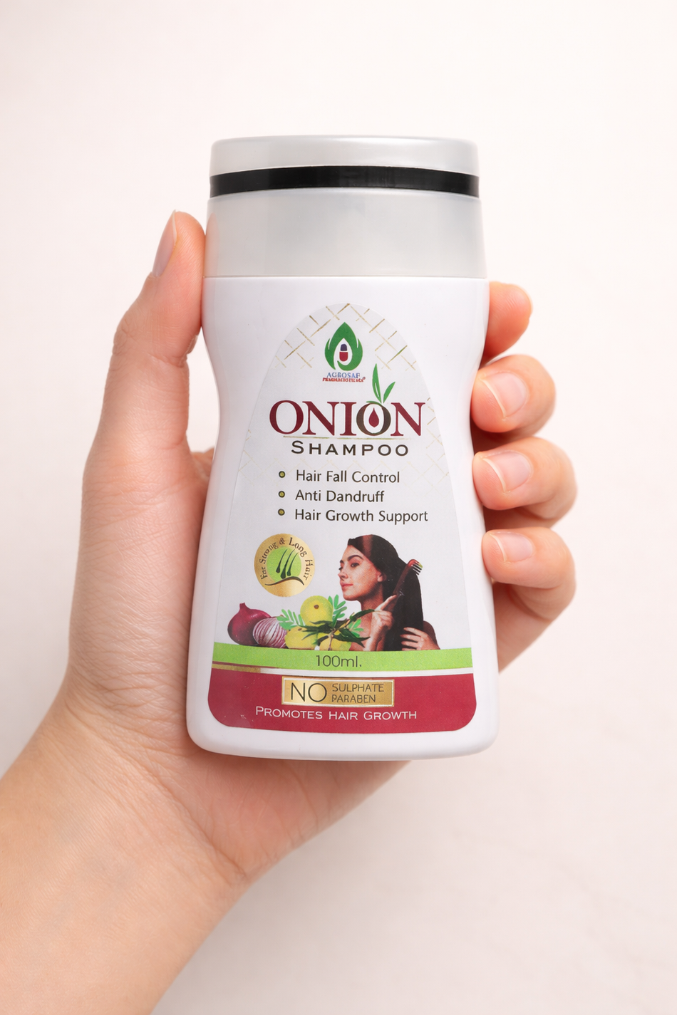 AGROSAF Onion Shampoo 200 ml | Stronger, Fuller-Looking Hair