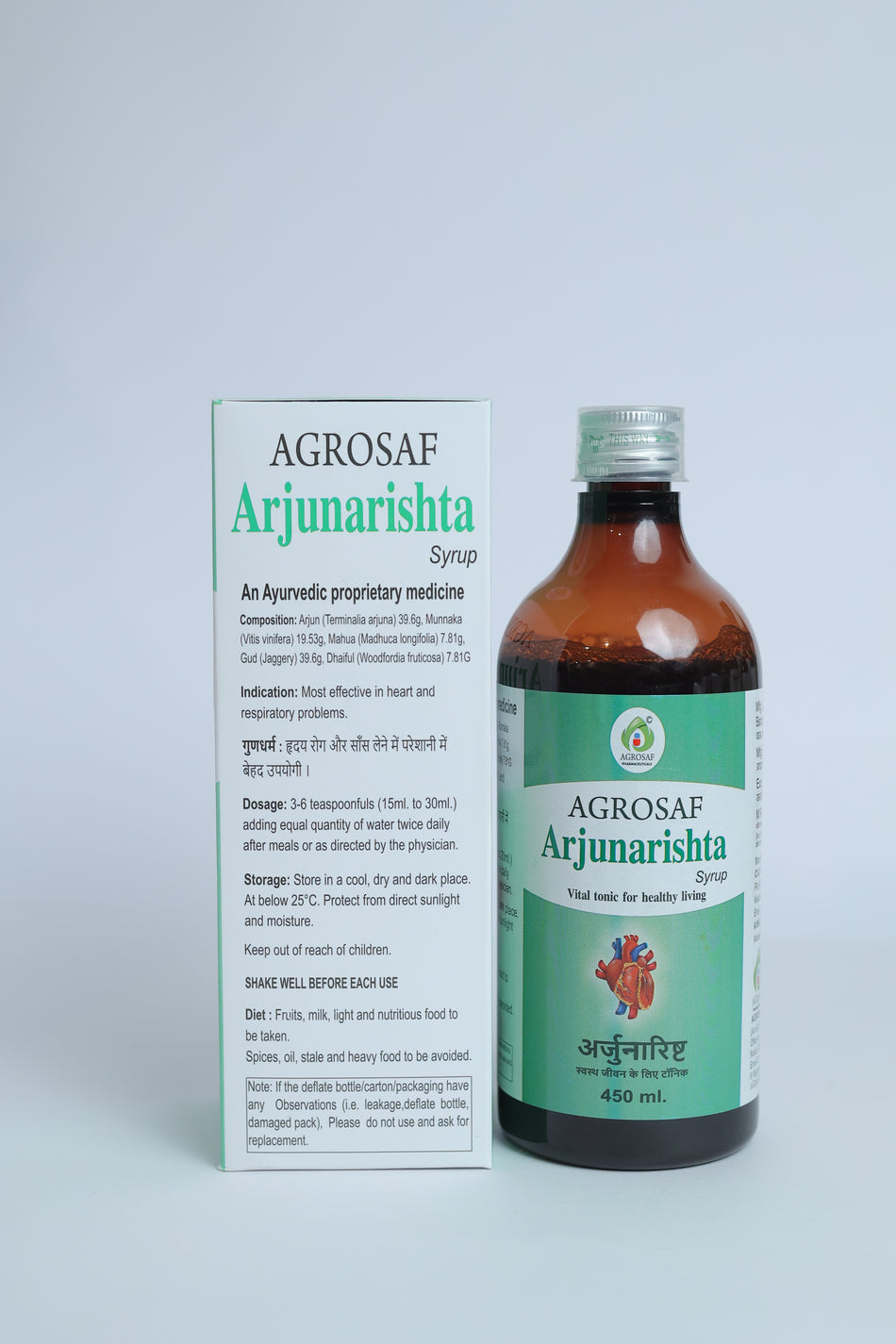 Agrosaf Arjunarishta Syrup 450 ml | Heart Wellness Support