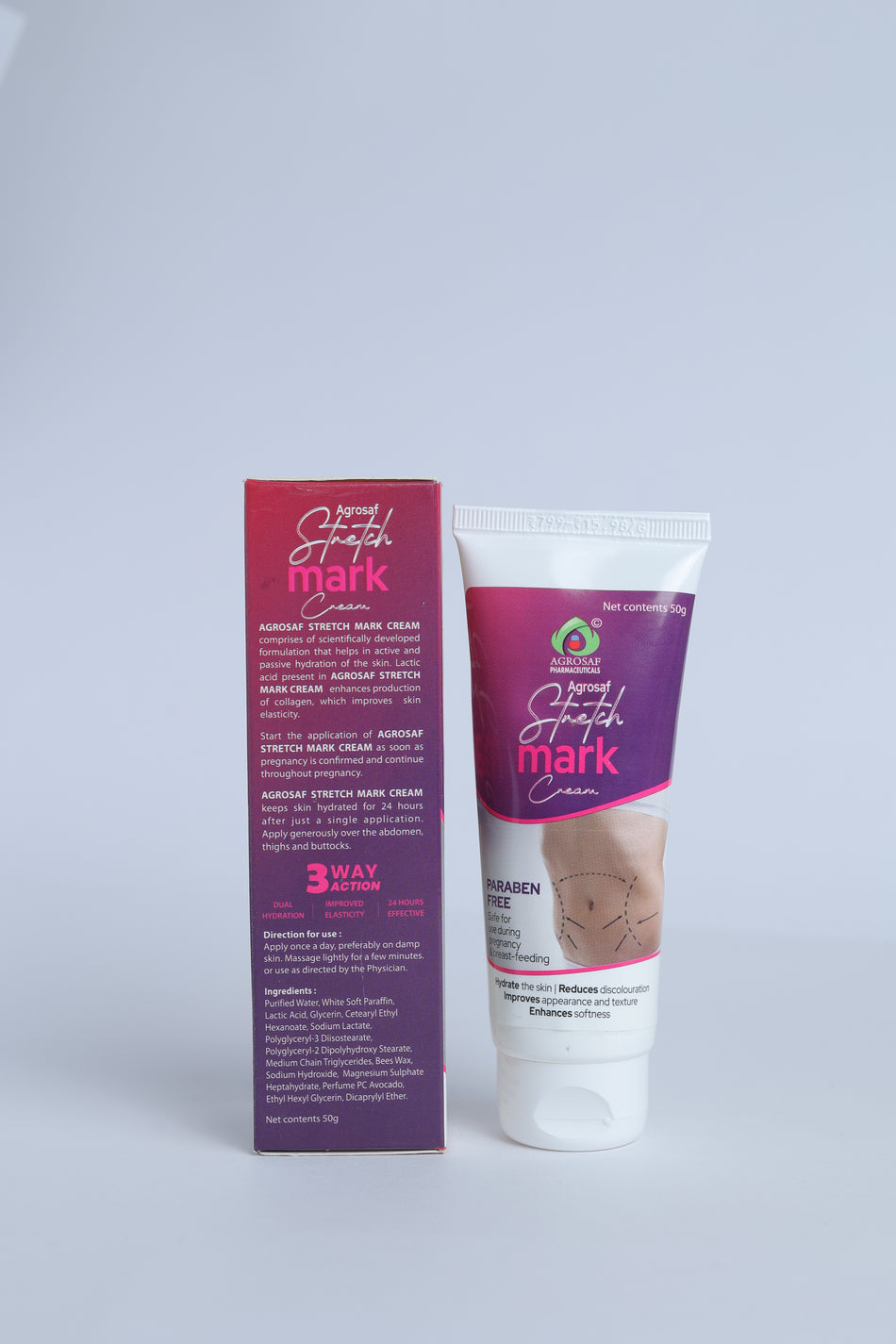 Agrosaf Stretch Mark Cream 50g | Skin Elasticity & Smoothness Support