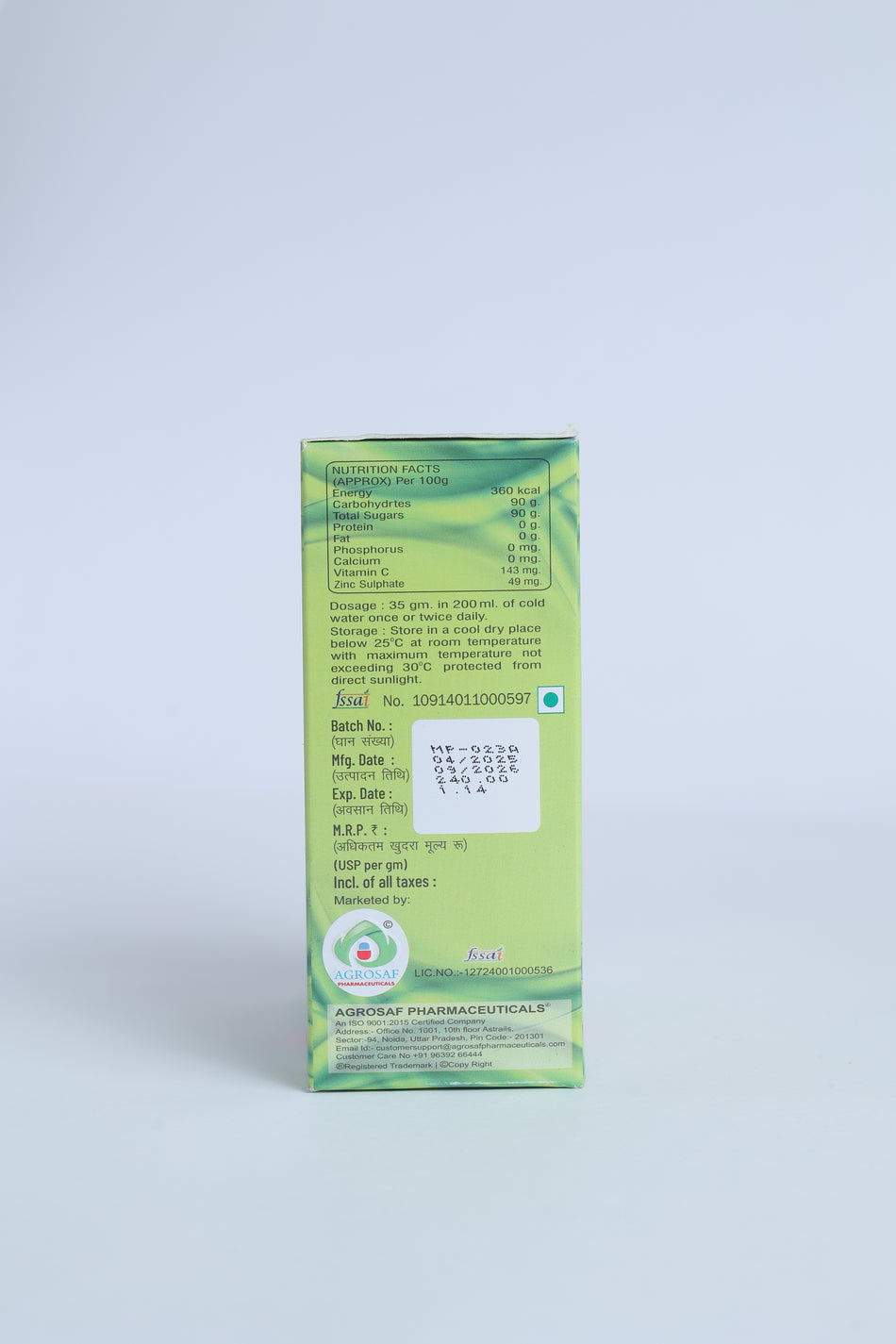 AGROSAF Glucose-D Powder Lemon | Instant Energy & Hydration