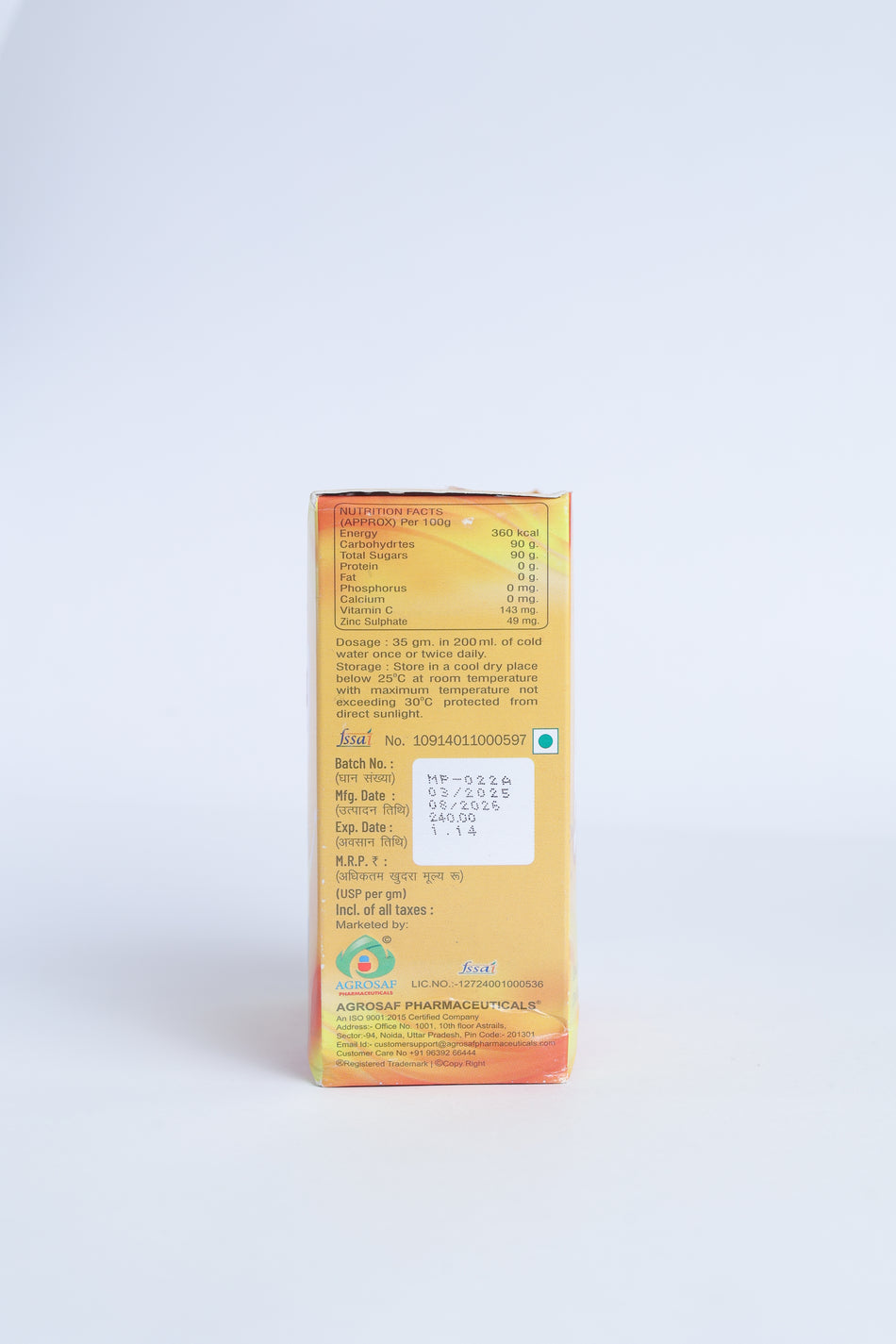 AGROSAF Glucose-C Powder Tangy Orange | Instant Energy & Hydration