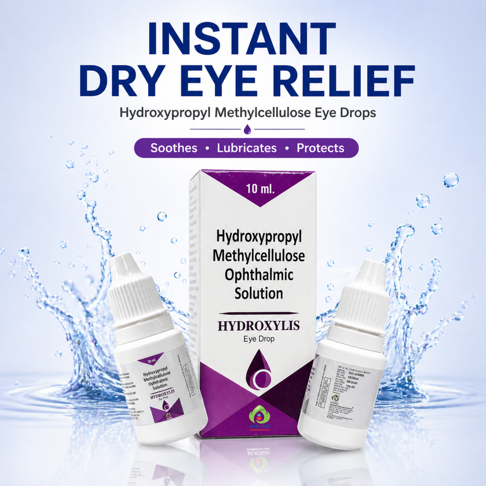 Hydroxylis Eye Drops | Hydroxypropyl Methylcellulose Ophthalmic Solution 10ml | Lubricating Artificial Tears for Dry Eyes, Irritation & Eye Hydration